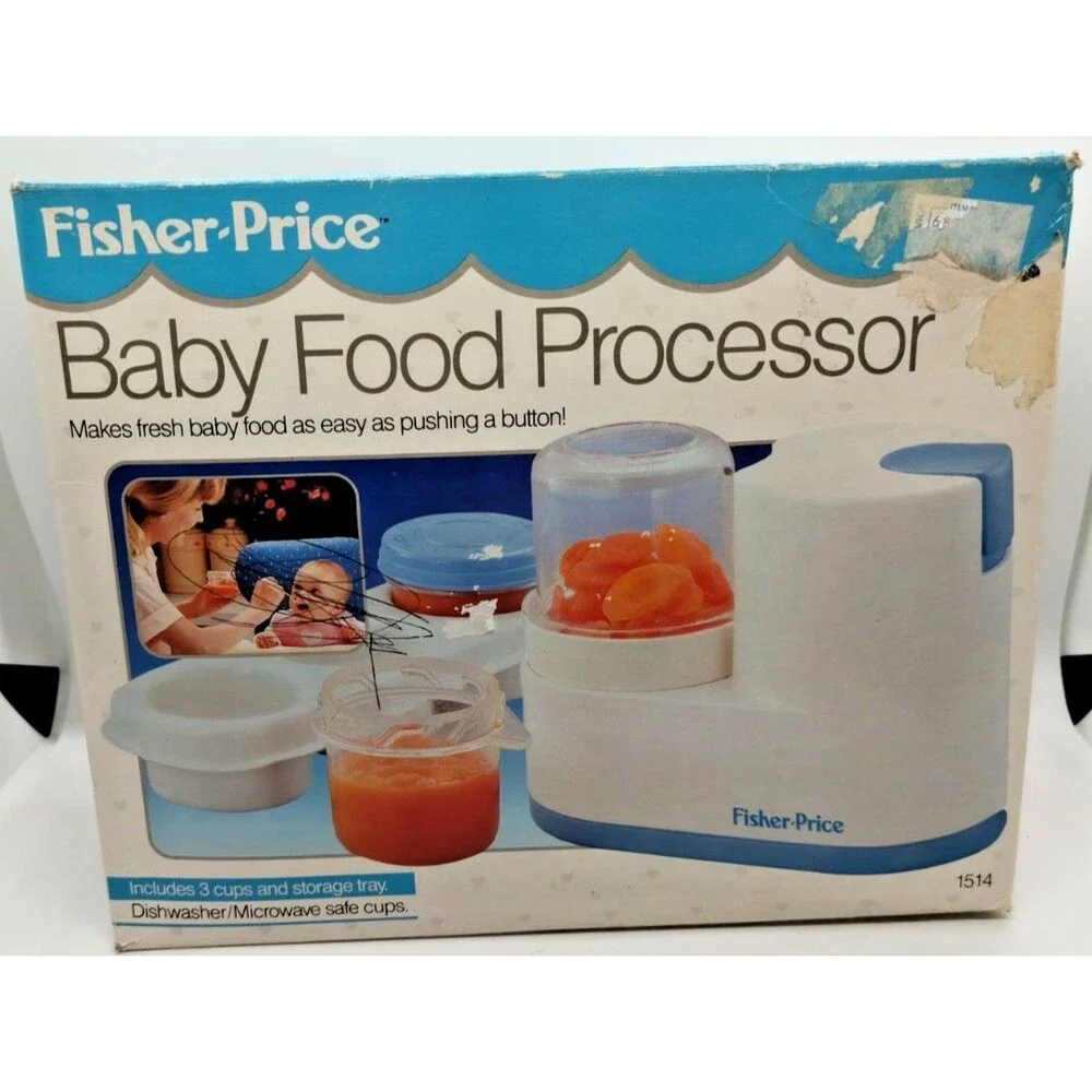 Baby Food Processor Fisher Price Blue White #1514 Vintage 1989 Works